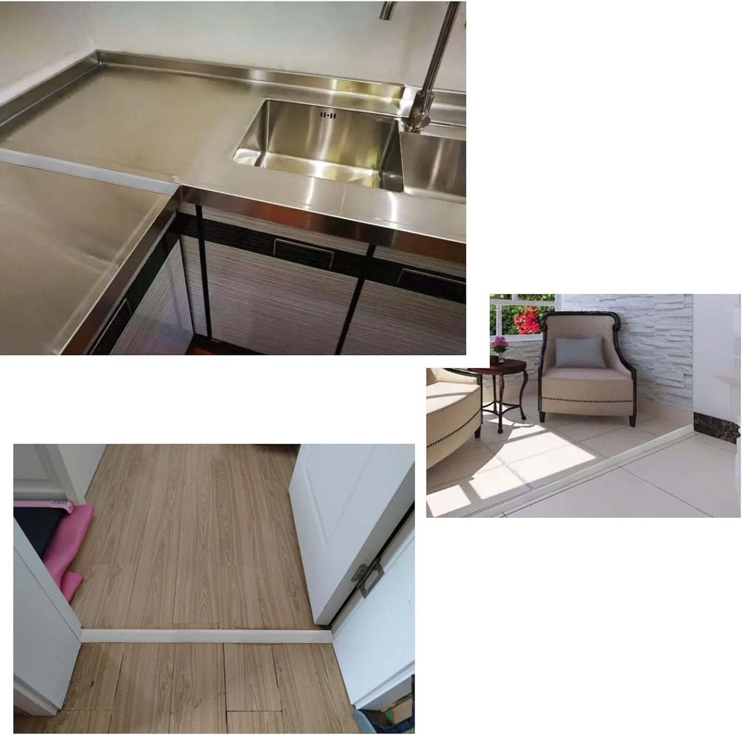 Floor/Door Flat Transition Strip & Self Adhesive Vinyl Edge Trim - Laminate Gap Covering Joining Strip