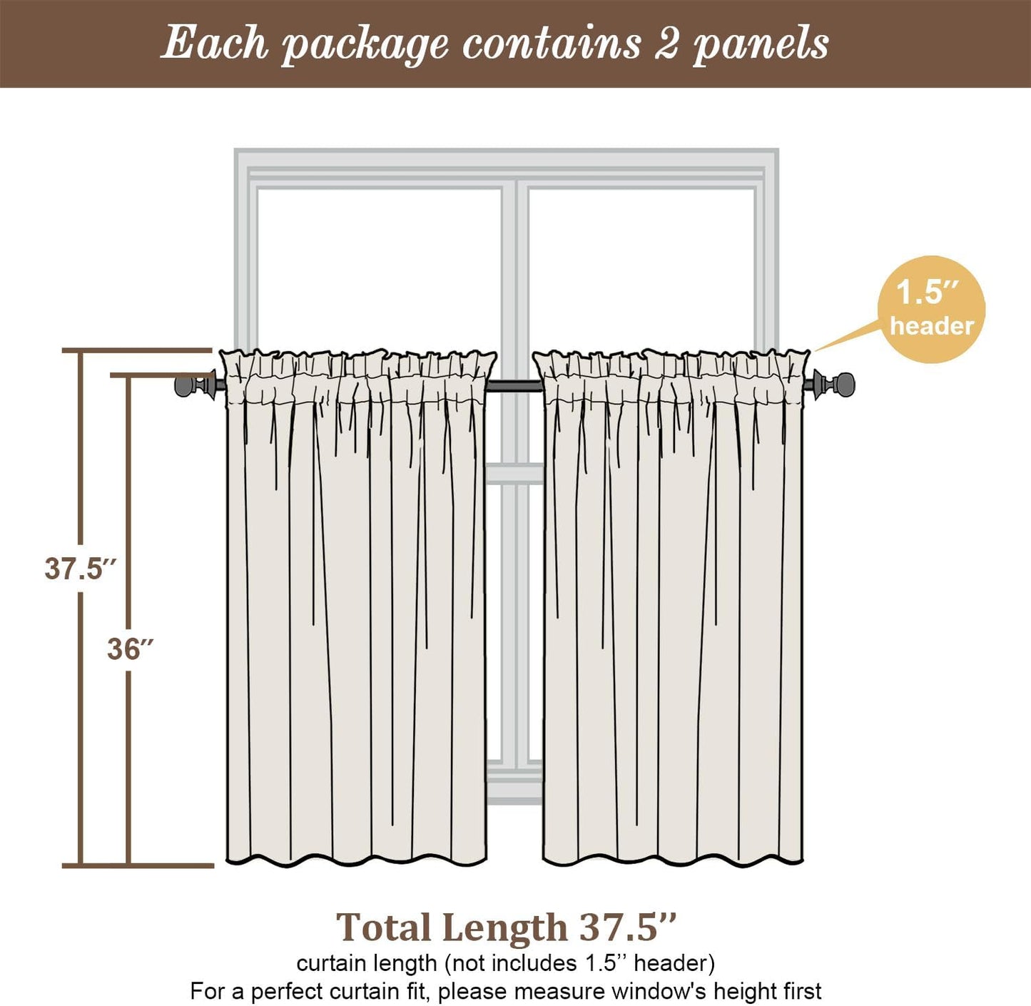 Chyhomenyc Sheer Curtains 36 Inch Length, Short Voile Sheer Window Curtians for Small Window Bathroom Cafe Living Room Farmhouse, 2PCS, 42W x 36L inches, Rod Pocket, Burgundy