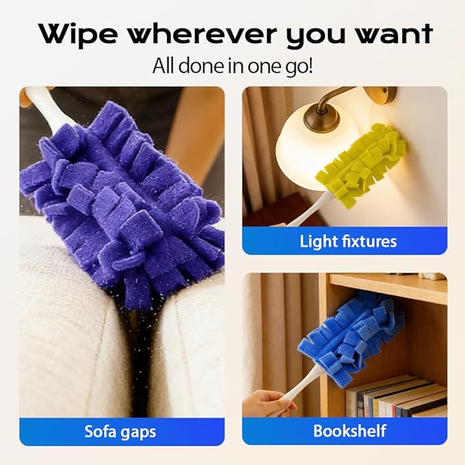360° Electrostatic Duster Refills, 2026 New Washable & Reusable Microfiber Pads Fleece Duster Refill Compatible Tools for Cleaning Home, Blinds, Car, Pet, Furniture, Fans (Pink)