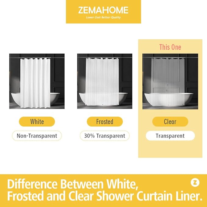 Extra Long Clear Plastic Shower Curtain Liner - Lightweight 72" x 84" Transparent Bathroom Shower Showroom Curtain Liner with Rustproof Metal Gromments and Weighted Magnet