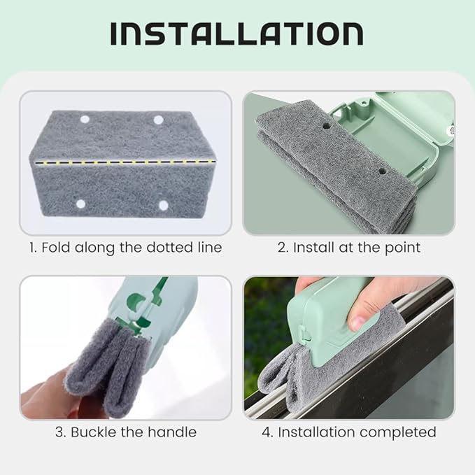 Magic Window Track Cleaner, 2025 New Groove Cleaning Brush Tools Set, Hand-held Window Track Cleaner Brushes Tools for Window lides Gaps Tile Lines Shutter Car Vents (Green, 3PCS)