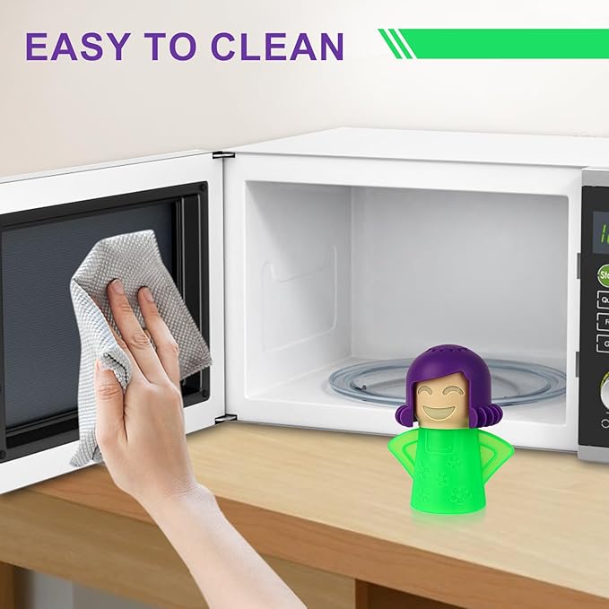 Asltw Angry or Happy Mama Microwave Cleaner, Microwave Oven Steam Cleaner, Just Add Vinegar and Water, Easily Cleans the Crud in Minutes (Green)
