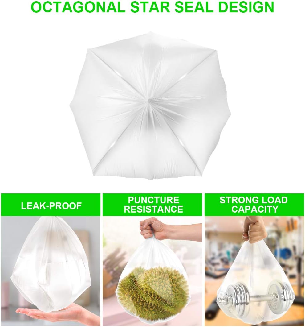 FORID Clear Medium Garbage Bags – 8 Gallon Plastic Trash Bags 30 Liter Wastebasket Bin Liners 220 Count for Bathroom Bedroom Office Trash Can