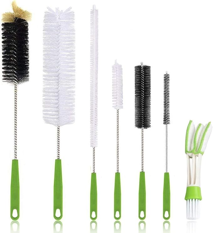 Long Bottle Brush, 17 in Bendable Cleaner Brushes for Cleaning Neck Beer Bottles, Wine, Baby Bottles, Water Bottles, Tumblers, Flask, Bird Feeder, Vase, Pipes and Brewing Supplies 7 Pack