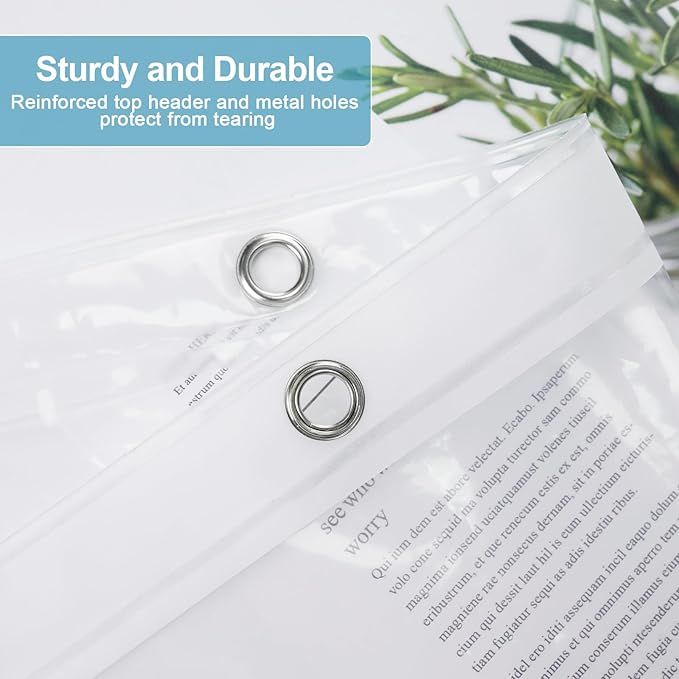 EurCross 74 inch Long Stall Shower Curtain Liner with 5 Magnets and Hooks, 9G Premium Clear PEVA Small Plastic Bathroom Shower Curtain 54x74, 9 Metal Grommets
