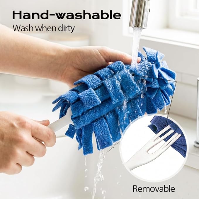 360° Electrostatic Duster Refills, 2026 New Washable & Reusable Microfiber Pads Fleece Duster Refill Compatible Tools for Cleaning Home, Blinds, Car, Pet, Furniture, Fans (Blue)
