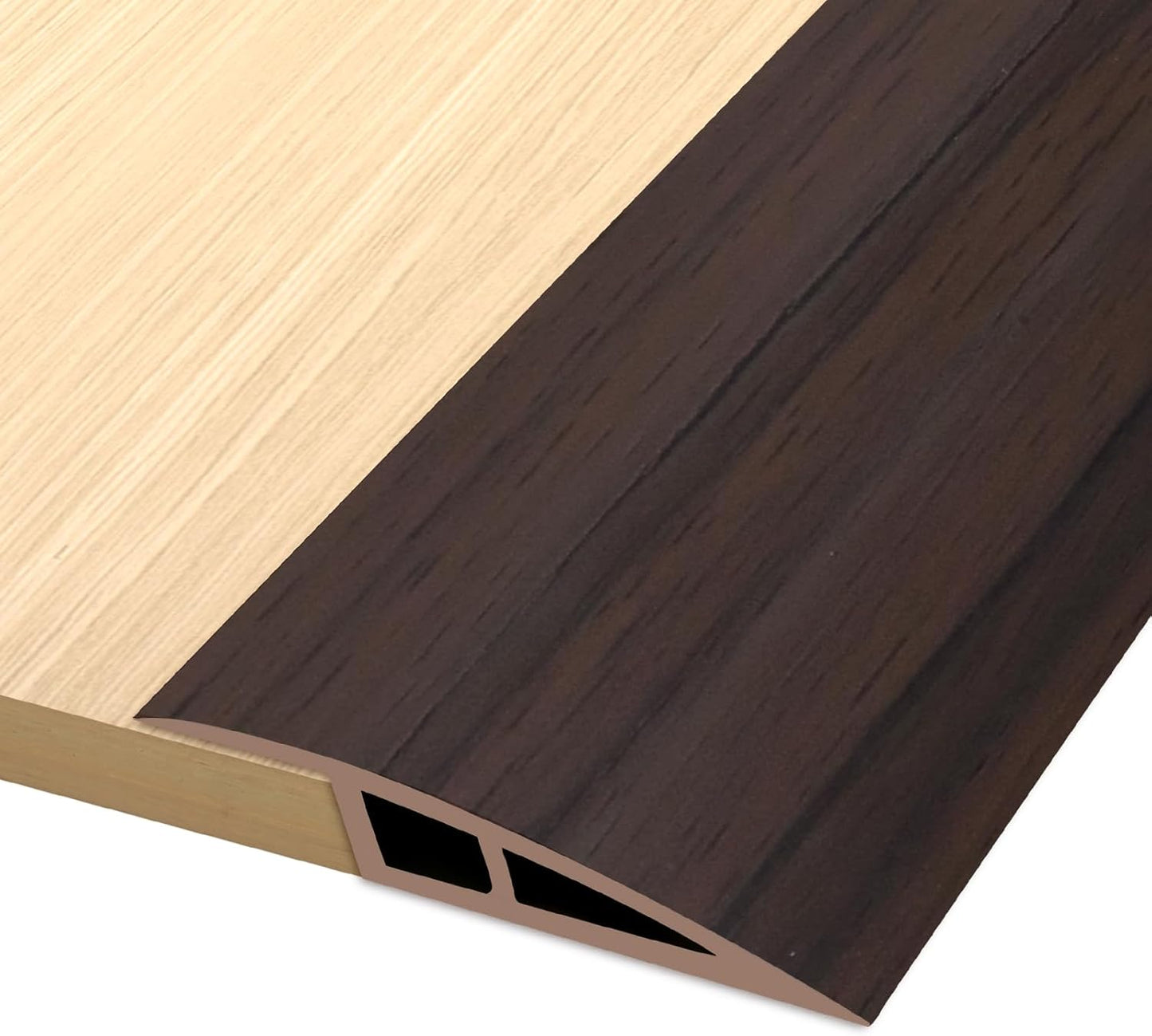 Vinyl Door Threshold Flooring Transition Strip Self Adhesive Carpet Edging Strip for Laminate Doorway Edge Threshold from 3/5" to 4/5" (Brown Wood Grain, 3.3 Ft)