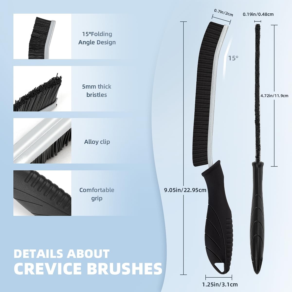 Hard Bristle Crevice Cleaning Brush-Thin Gap Scrub Brush, Small Cleaning Brush, Grout Brush, Kitchen Brush, Cleaning Tools for Toilet, Bathroom, Sink, Home, Household, Window (3, Lichen Blue)