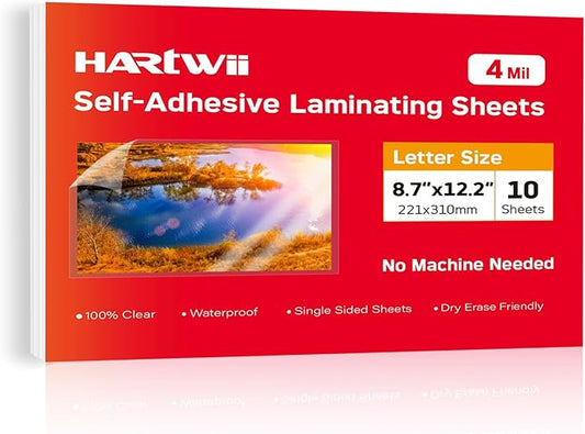 Thicker Self Adhesive Laminating Sheets 8.5 x 11 Self Sealing Laminate Sheets Lettter Size,No Machine No Heat 4mil 10PCS Clear Laminating Sheets for Protecting Documents, Photos