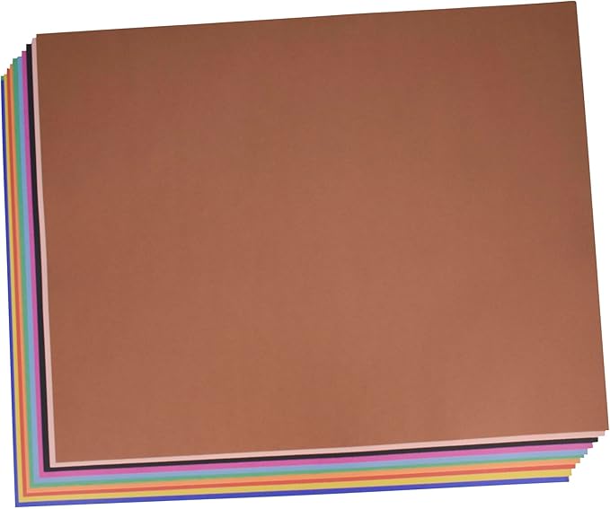 School Smart Railroad Poster Board Paper, 22 x 28 Inches, 4-Ply, Assorted Colors, Pack of 25