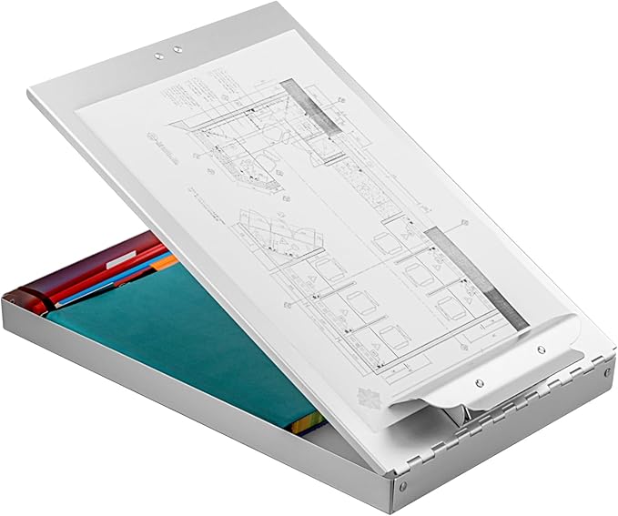 ZCZN Aluminum Clipboard with Storage, 4 Pack Recycled Metal Clipboard Box, Form Holder, Suitable for School, Office, Jobsite or Medical Staff, 9.25 x 13.78 Inches, Silver