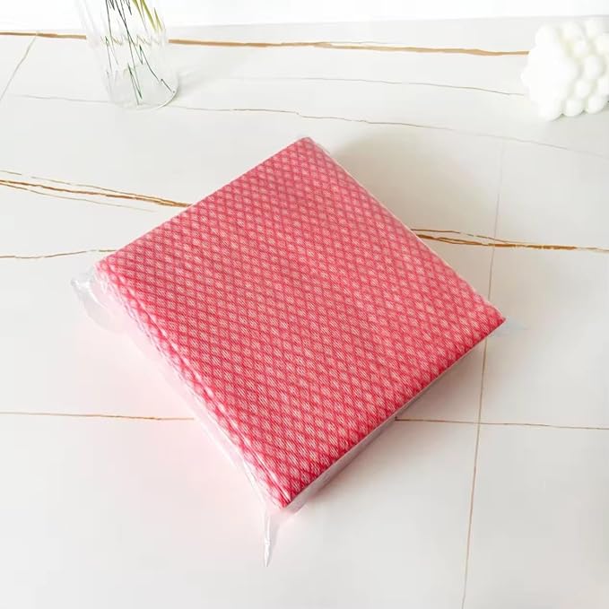 Disposable Cleaning Cloths, 50 Packs, 13.8"x15.8" Reusable Kitchen Towels, Soft Absorbent Multipurpose Household Cleaning Towels, Disposable Dish Cloths for Kitchen, Stove, Bathroom, Handy Wipes, Red