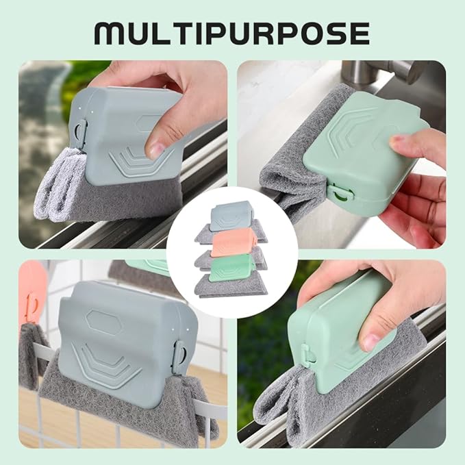 Magic Window Track Cleaner, 2025 New Groove Cleaning Brush Tools Set, Hand-held Window Track Cleaner Brushes Tools for Window lides Gaps Tile Lines Shutter Car Vents (Green, 3PCS)