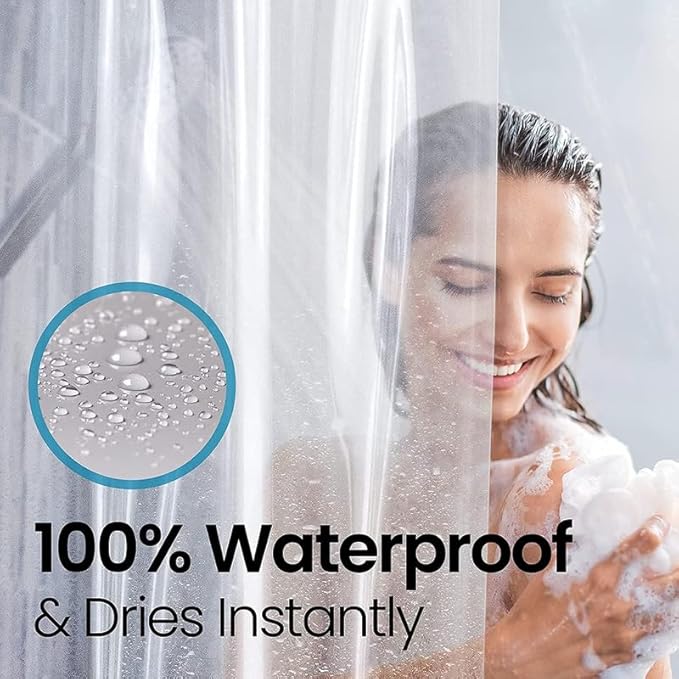 LiBa Bathroom Shower Curtain - Waterproof Plastic Shower Curtain Premium PEVA Non-Toxic with Rust Proof Grommets White 10G Heavy Duty Bathroom Accessories 72x72