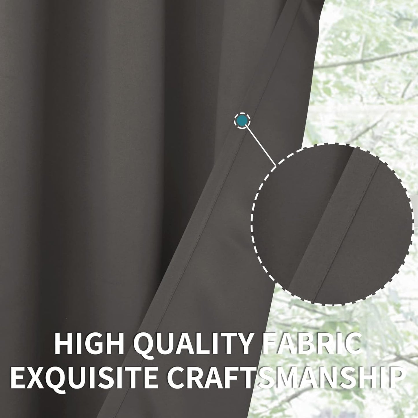 BGment Short Blackout Curtains 40 Inches Length - Rod Pocket Thermal Insulated Room Darkening Window Drapes for Kitchen Bedroom Bathroom, Grey, 2 Panels, 42 x 40 Inch