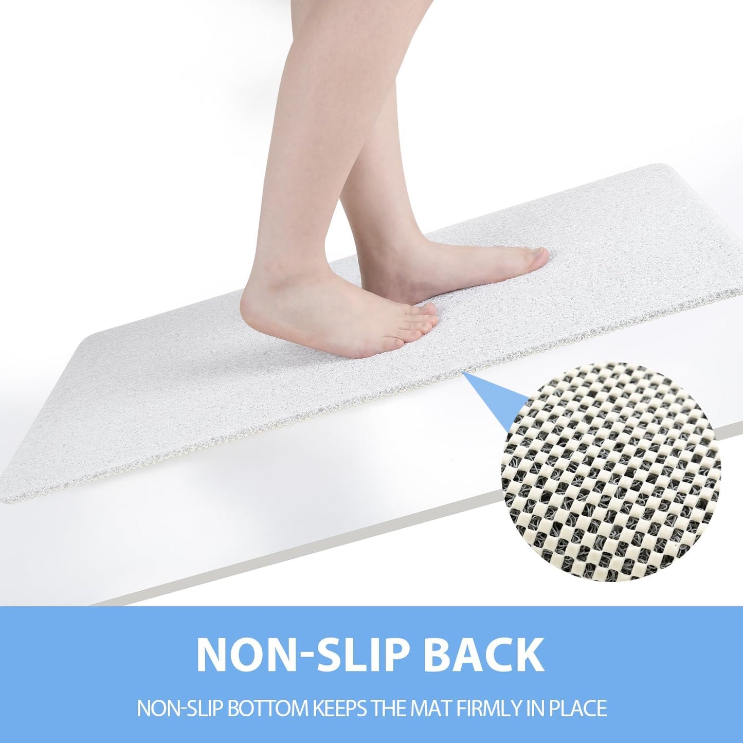 Non-Slip Bathtub Mat, 2 Pack Anti Slip Shower Mat, Fast Drying Bathtub Mats, Foot Scrubber Mat, Anti Slip Mat for Tub, Floor, Bathroom, Kitchen, Home, Hotel (White 24"×16"+24"×16")