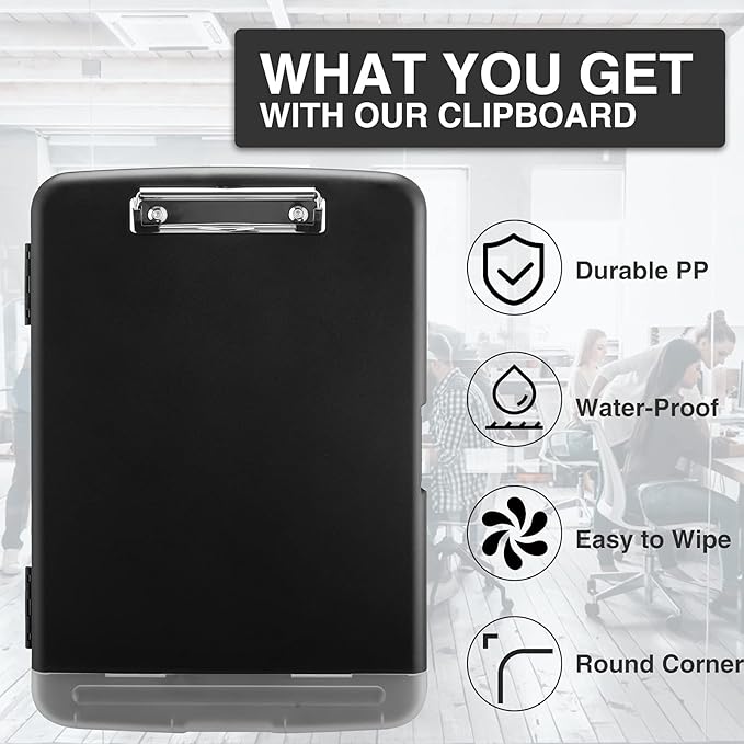 Sooez Clipboards with Storage, High Capacity Clip Boards 8.5x11 with Storage, Heavy Duty Nursing Clipboard Folder, Plastic Clipboard with Pen Holder for Women Teachers Work, School & Office Supplies