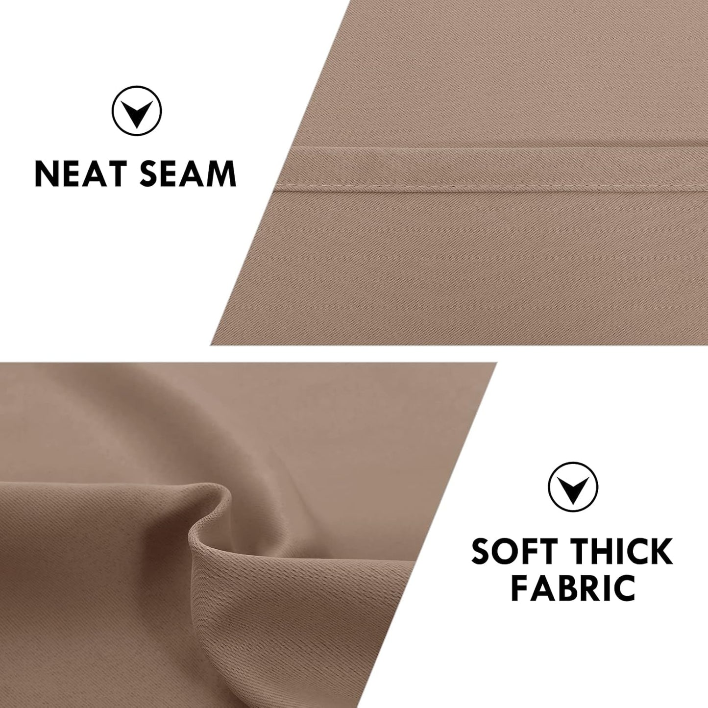 DWCN Blackout Curtains Room Darkening Thermal Insulated Bedroom Curtains Window Curtain Panels, 38 x 45 inches Long, Set of 2 Khaki Rod Pocket Drapes