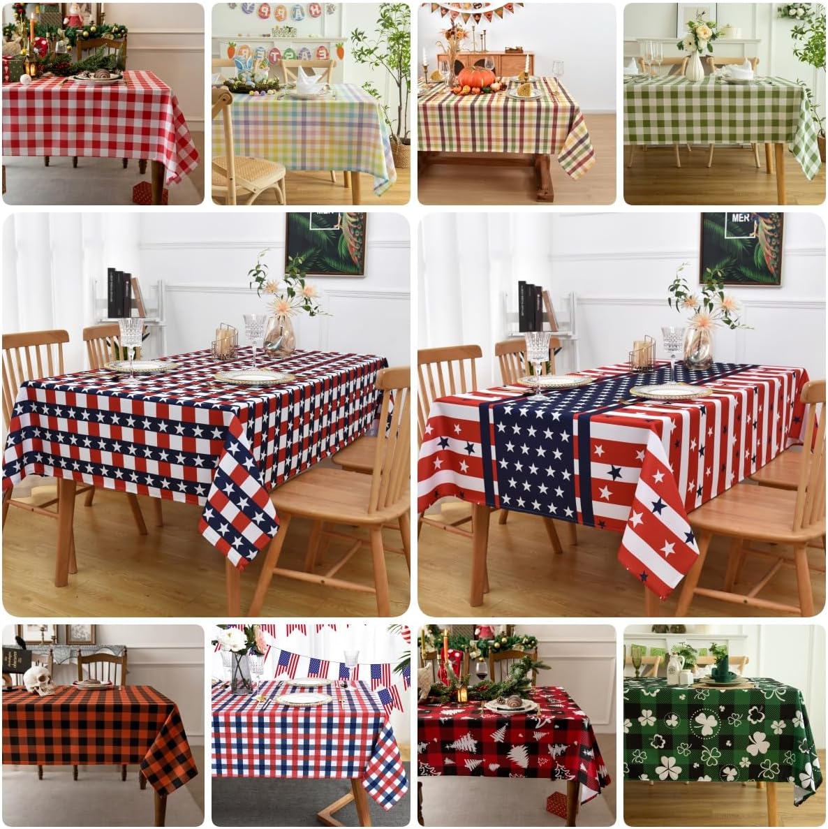 Waterproof Plaid Tablecloth Fabric - Oblong 52x70 Inch Classic Buffalo Tartan Table Cloth for Indoor/Outdoor Use - Washable Table Cover for Dinner, BBQs, and Parties