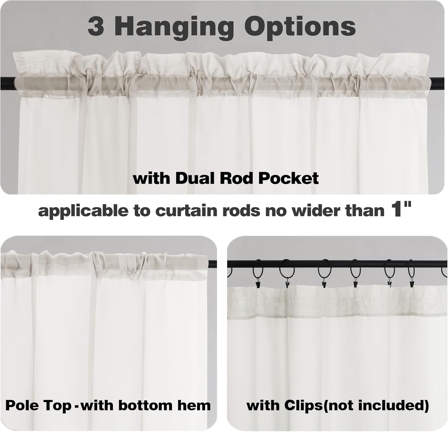 Chyhomenyc Ivory Sheer Curtains 90 Inches Long 2 Panels, Light Filtering Ivory Curtains for Living Room, Soft Gentle Voile Rod Pocket Bedroom Window Drapes, 59Wx90L Inch, 2PCS