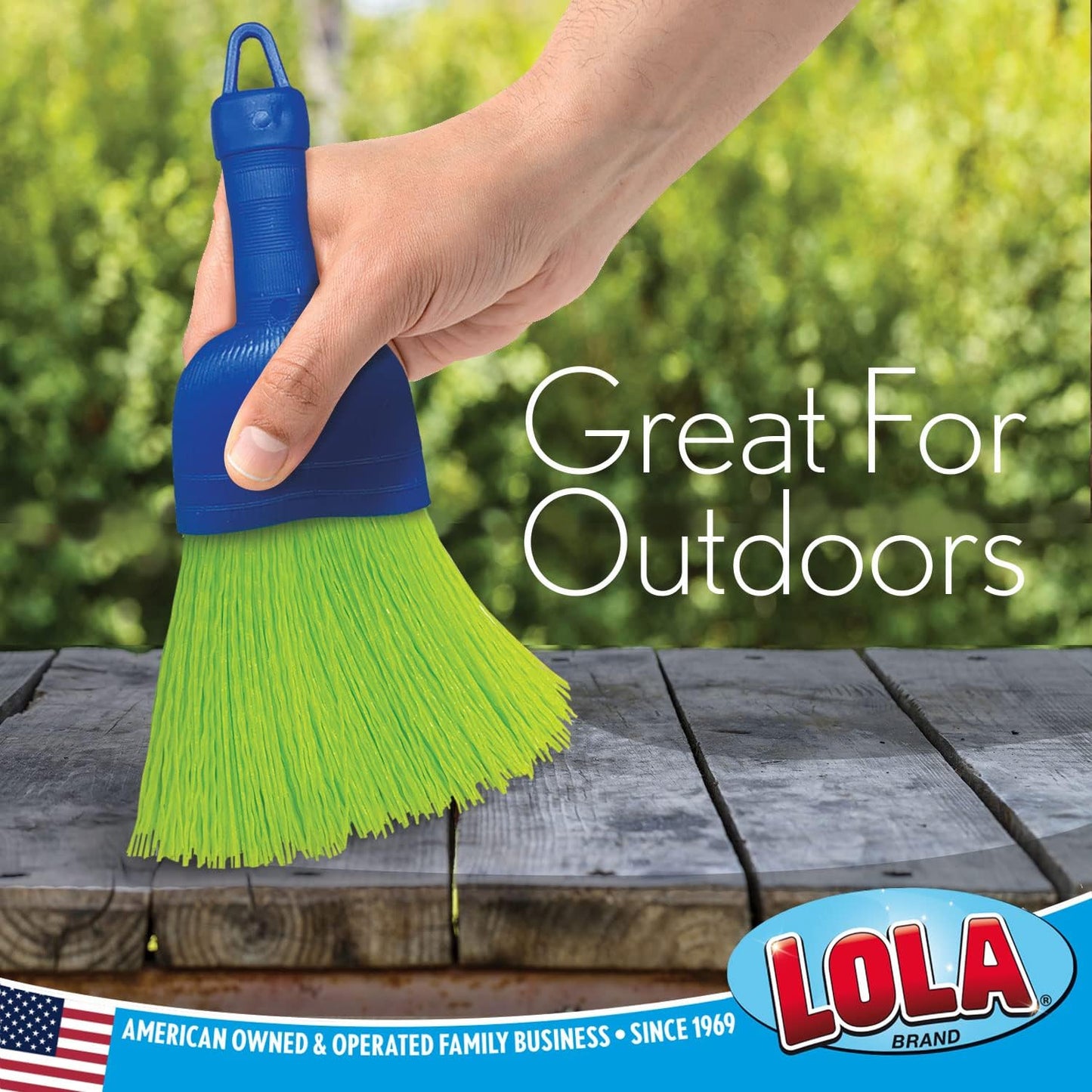 LOLA Whisk Broom, Hand Brush, Durable Bristles, Whisks Away Dirt & Debris, Compact, Hang Hole for Easy Storage, Indoor/Outdoor, 1 Pack