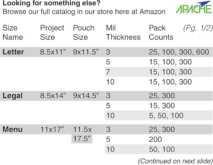 Apache 100 Pack Laminating Pouches 10 mil, for Legal Size 8.5 x 14 Inch Documents (9 x 14.5 Inch Sheets), Office and School Supplies, Thermal Laminating Sheets, Super Clear, Round Corner