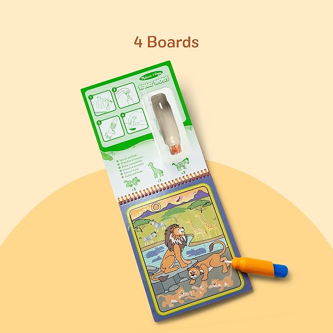 Melissa & Doug On The Go Water Wow! Reusable Water-Reveal Activity Pad - Safari - FSC Certified