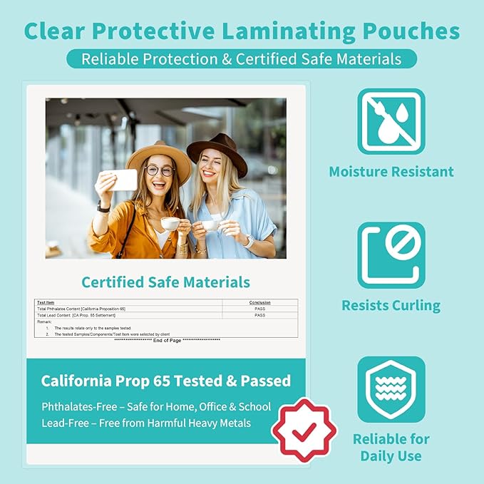 Binditek 50 Pack 3 Mil Thermal Laminating Pouches, 9x11.5 Inches Laminating Sheets, for Letter Size, Ultra Clear, Glossy, Hold 8.5x11 Inches, Heat Seal, School Office Supplies