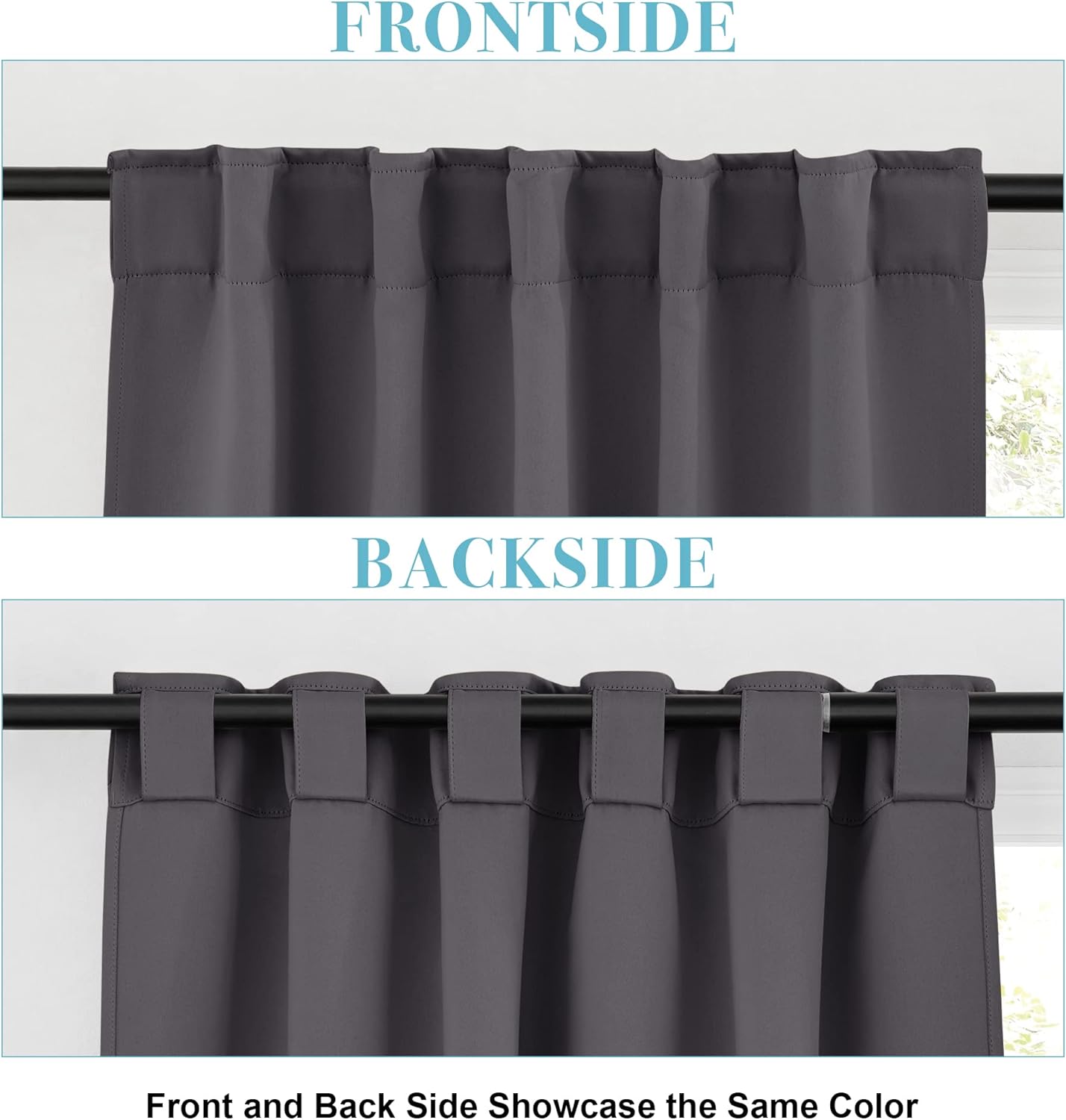 RYB HOME Blackout Curtains for Kitchen, Room Darkening Half Window Treatment Energy Saving Privacy Valances Tiers for Bedroom Bathroom Dining Room, Grey, W42 x L36 inch, 2 Panels