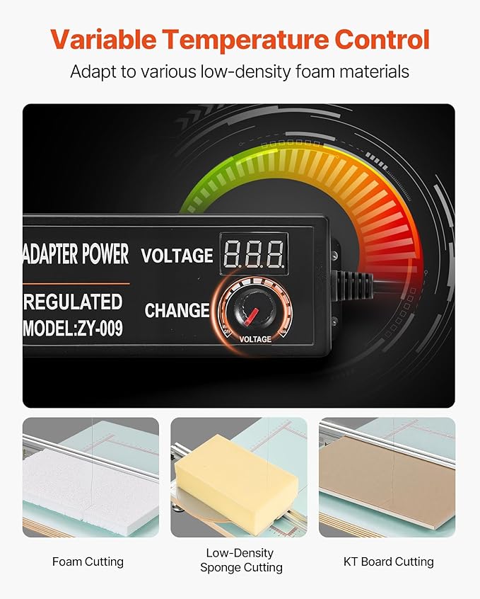 VEVOR Hot Wire Foam Cutter, 58W Electric Styrofoam Cutter with Variable Temperature Control, Portable Tabletop Cutting Tool with 10.24" Max. Cutting Thickness for Foam, KT Board, Low-Density Sponge