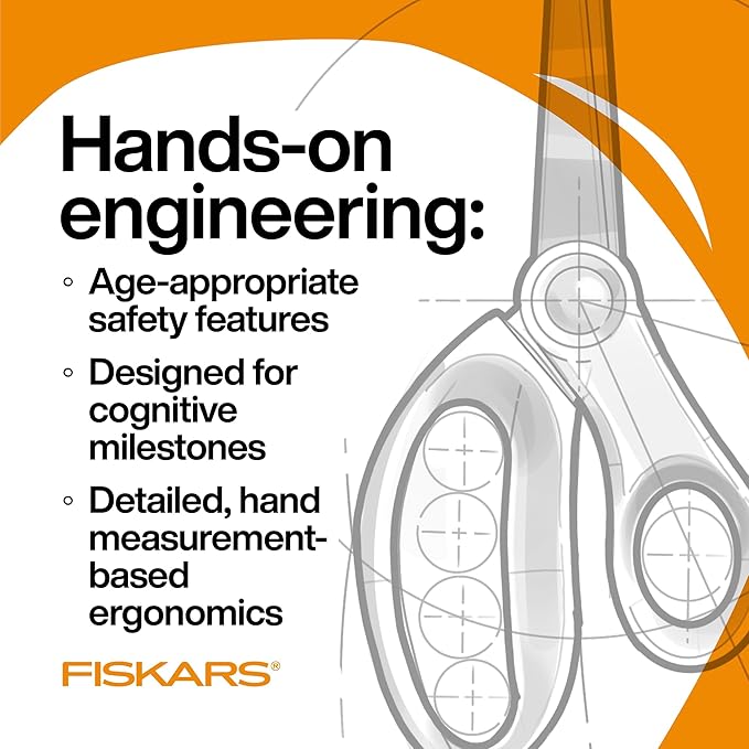 Fiskars Kids Scissors, Toddler Safety Scissors, Spring-Action Training Lever & Blunt Tips for Ages 3+, 6-Pack, Assorted Colors