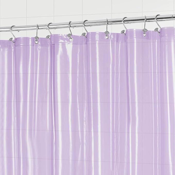 Barossa Design Clear Lavender Shower Curtain Liner - PEVA Heavy Duty Shower Liner with 6 Magnets and Metal Grommets, 72" x 72" Waterproof Curtains for Bathroom - Clear Lavender