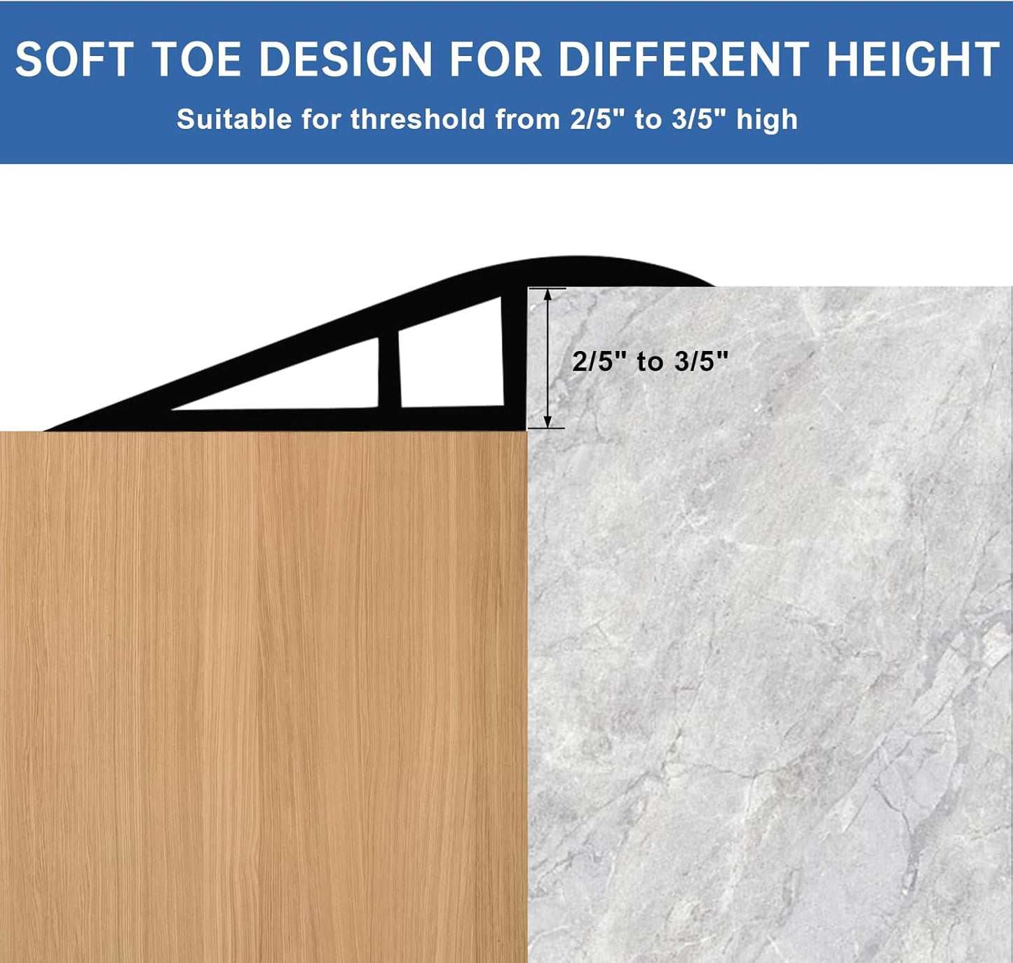Vinyl Door Threshold Flooring Transition Strip Self Adhesive Carpet Edging Strip for Laminate Doorway Edge Threshold from 2/5" to 3/5" (Gray, 3.3 Ft)