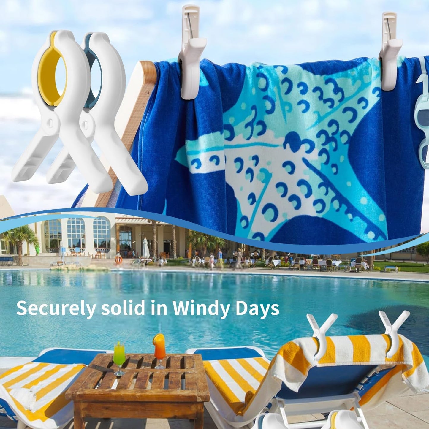 Extra Large Beach Towel Clips 15Pack,Swimming Pool Boat Towel Clips,Increase Size and Spring Force Strong Practicality