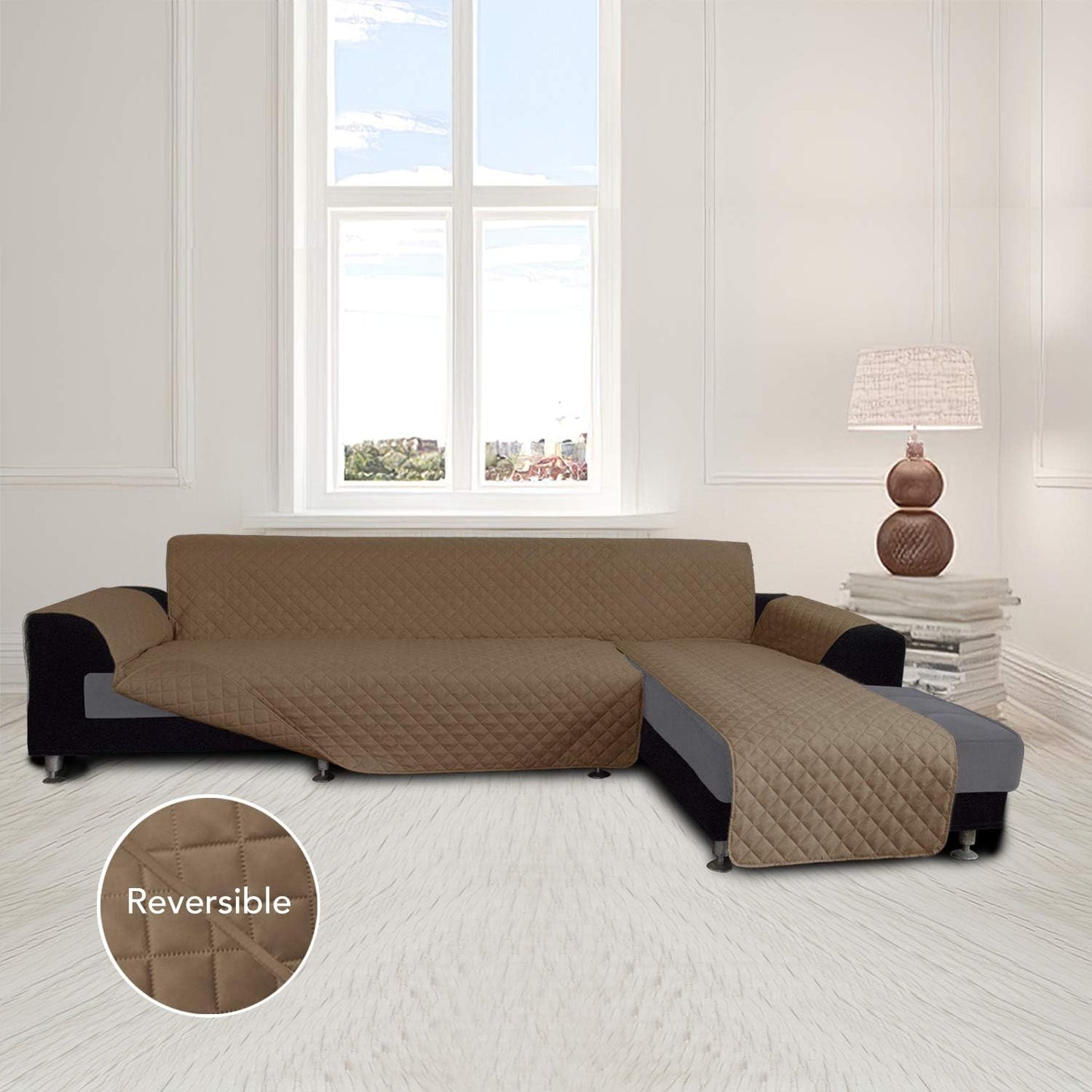 Easy-Going Sofa Slipcover L Shape Sofa Cover Sectional Couch Cover Furniture Protector Mat for Pets Dog Cat (X-Large,Camel/Camel)