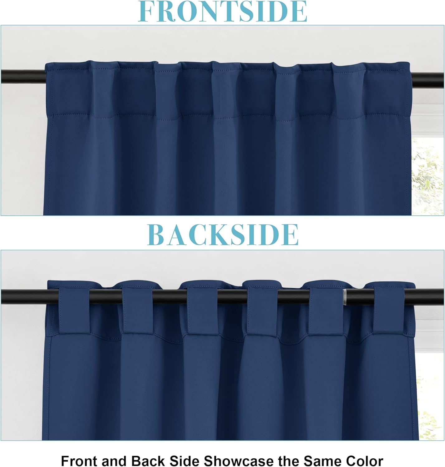 RYB HOME Blackout Curtains for Living Room, Back Tab & Rod Pocket Top Insulating Window Decor for Bedroom Dining Classroom Home Office, W 62 x L 63, Navy, 2 Panels