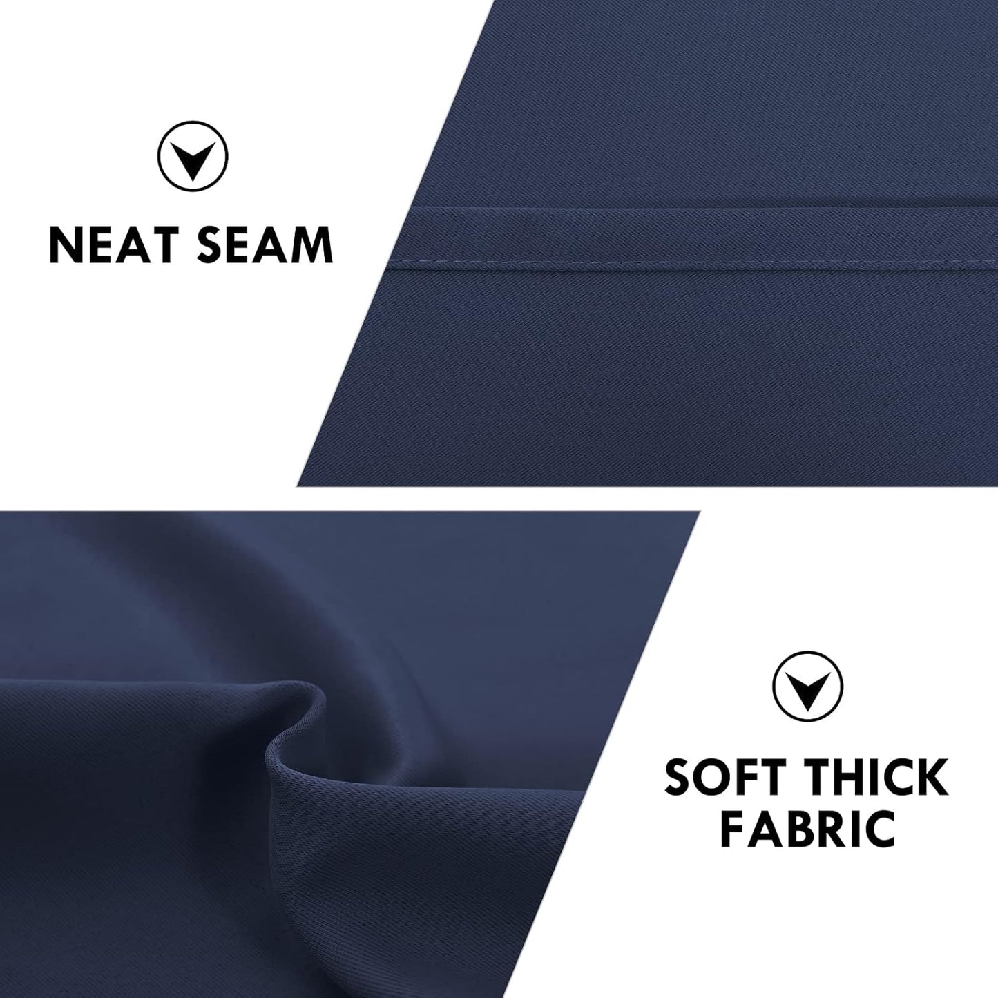 DWCN Navy Room Darkening Blackout Curtains - Thermal Insulated Privacy Energy Saving Window Curtain Drapes 42 x 45 inch Length, Set of 2 Bedroom Living Room Curtains