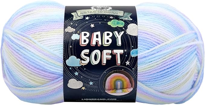 (1 Skein) Lion Brand Yarn Babysoft Baby Yarn Yarn, Pastel Print