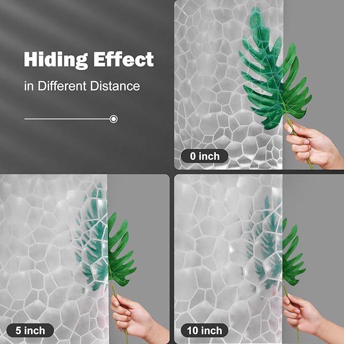 UFRIDAY 3D Cube Clear Shower Curtain Long Shower Curtain Liner 72x78 inches,EVA 78 inch Long Shower Liner with Bottom Magnets, Heavy Duty,Water Resistant Semi Transparent,12 Hooks