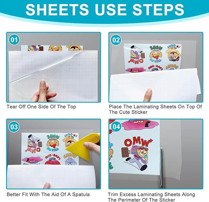 T&W SAME FILM 50 Pack Self Adhesive Laminating Sheets, Holds 8.5 x 11 Inch Laminate Paper, 9 x 12 Inch Lamination, Letter Size, Thermal Laminating Sheets, Self Sealing