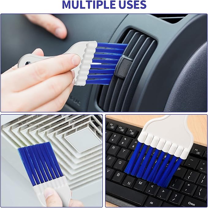Boao 8 Packs Coil Brush Air Conditioner Condenser Refrigerator Cleaning HVAC Coil Cleaner Small Plastic Whisk Brush (Blue)
