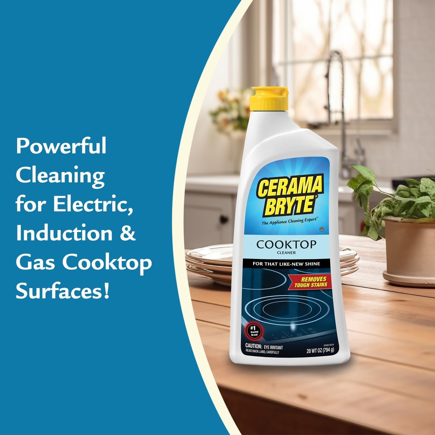 Cerama Bryte Glass Cooktop and Stove Top Cleaner Combo Kit - Includes Cleaning Tool, Razor, Scraper and 3 Pads to Remove Tough Stains - Use on Gas, Electric, Ceramic Surfaces, 10 Ounces, 6 Piece