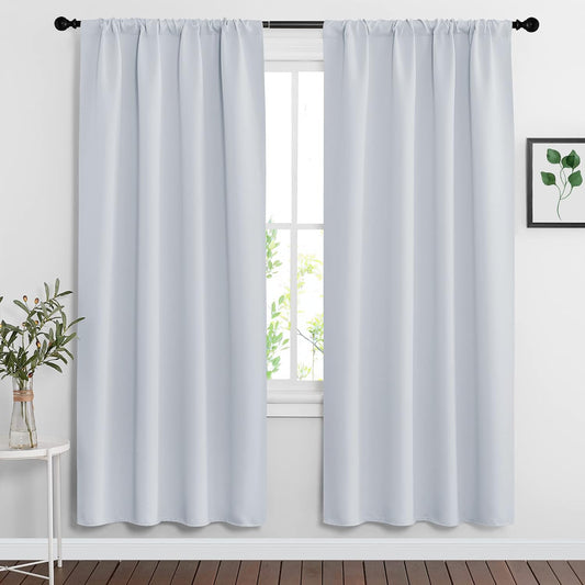 RYB HOME Room Darkening Curtains Bedroom Window Draperies Sunlight Shades Panels for Kid's Room Kitchen,42 inch Wide x 72 inch Long, Grayish White