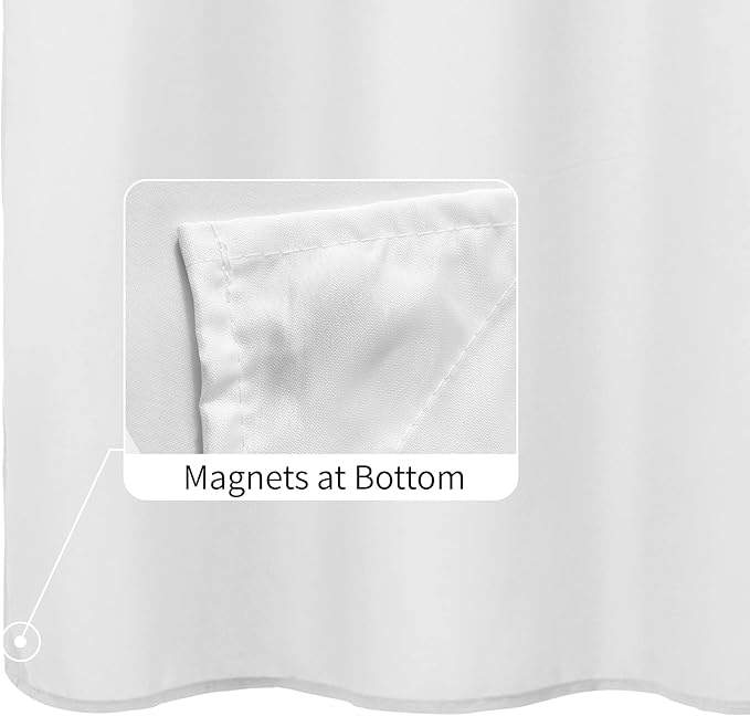 ALYVIA SPRING Stall Fabric Shower Curtain Liner Waterproof - 60" x 72", Soft & Lightweight Stall Size Shower Curtain with Magnets, Machine Washable - 60x72, White