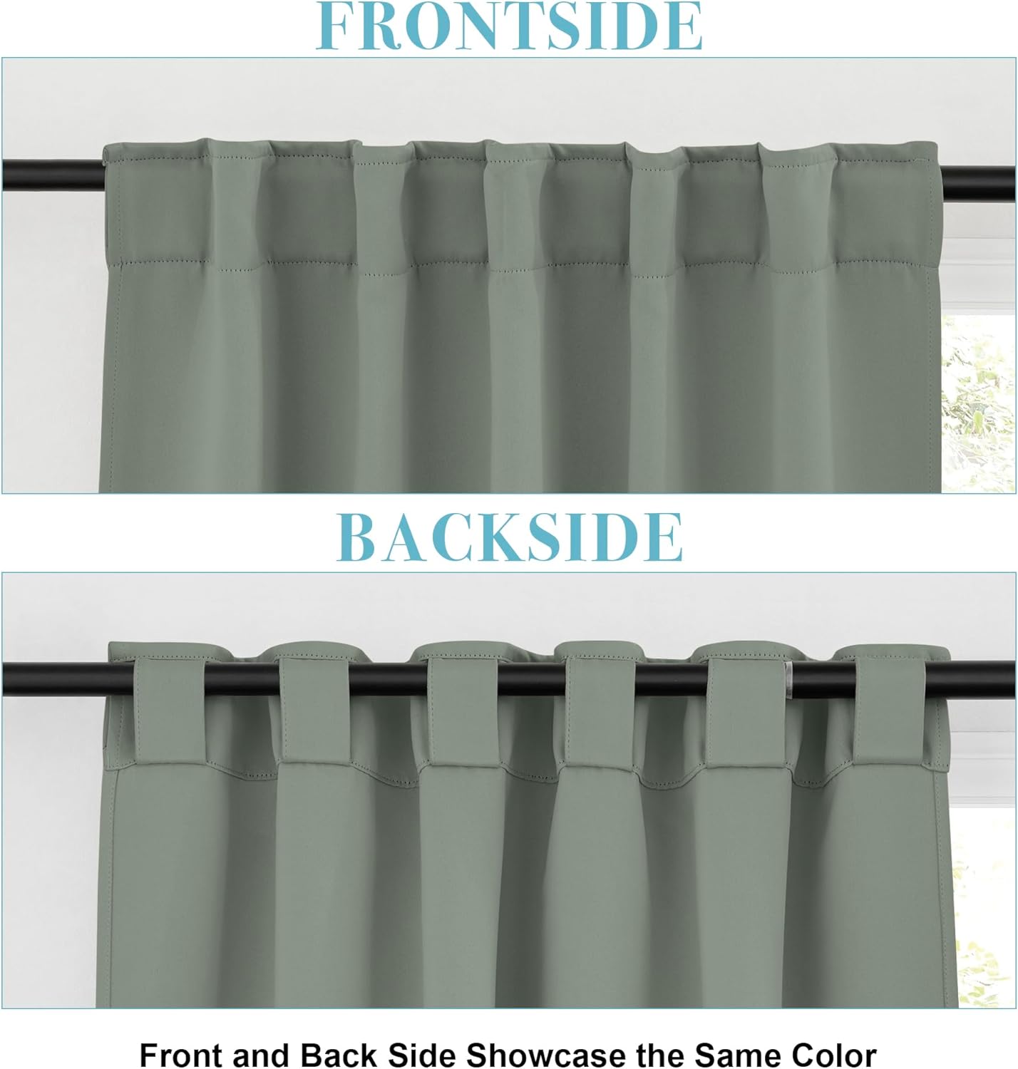 RYB HOME Small Window Curtains, Blackout Privacy Thermal Insulating Drapes for Bedroom Bathroom Basement Cafe Classroom Short Window Decor, W34 x L45, Sage Green, 2 Panels