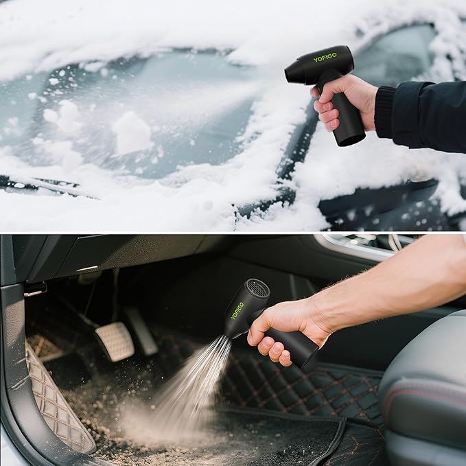 Compressed Air Duster, YOFIGO Electric Air Duster PC & Keyboard Cleaning Kit, 150000RPM Rechargeable 4-Speed Dust Mover for Car, Mini Metal Handheld Air Blower Replaces Compressed Air Can