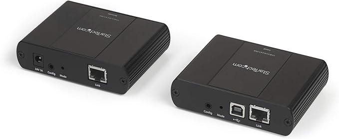 StarTech 4 Port USB 2.0 Extender Over Ethernet/IP Network Hub - Up to 330ft (100m) - USB Over Gigabit LAN or Direct Cat5e/Cat6 Cable (RJ45) Extender Adapter - USB Extender Kit (USB2G4LEXT2NA)