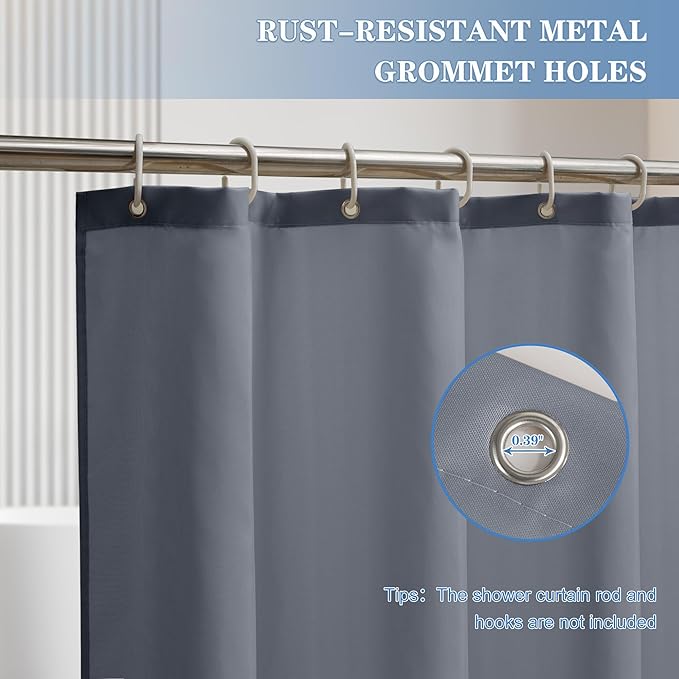 Nasitos Shower Curtain Liners 2 Pack - W36 x H72 - Washable & Water Resistant Fabric Bath Shower Liners for Narrow Stall, Stand Up Shower Stall, RV, Camper (Grey, Magnets Included)