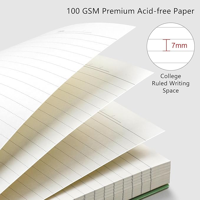 RETTACY Spiral College Ruled Notebook, 300 Pages, A4 Large Size (8.2" x 11.2"), for School, Work, Writing, Journaling, 100 GSM Thick Paper, Flexible Plastic Cover (Light Green)