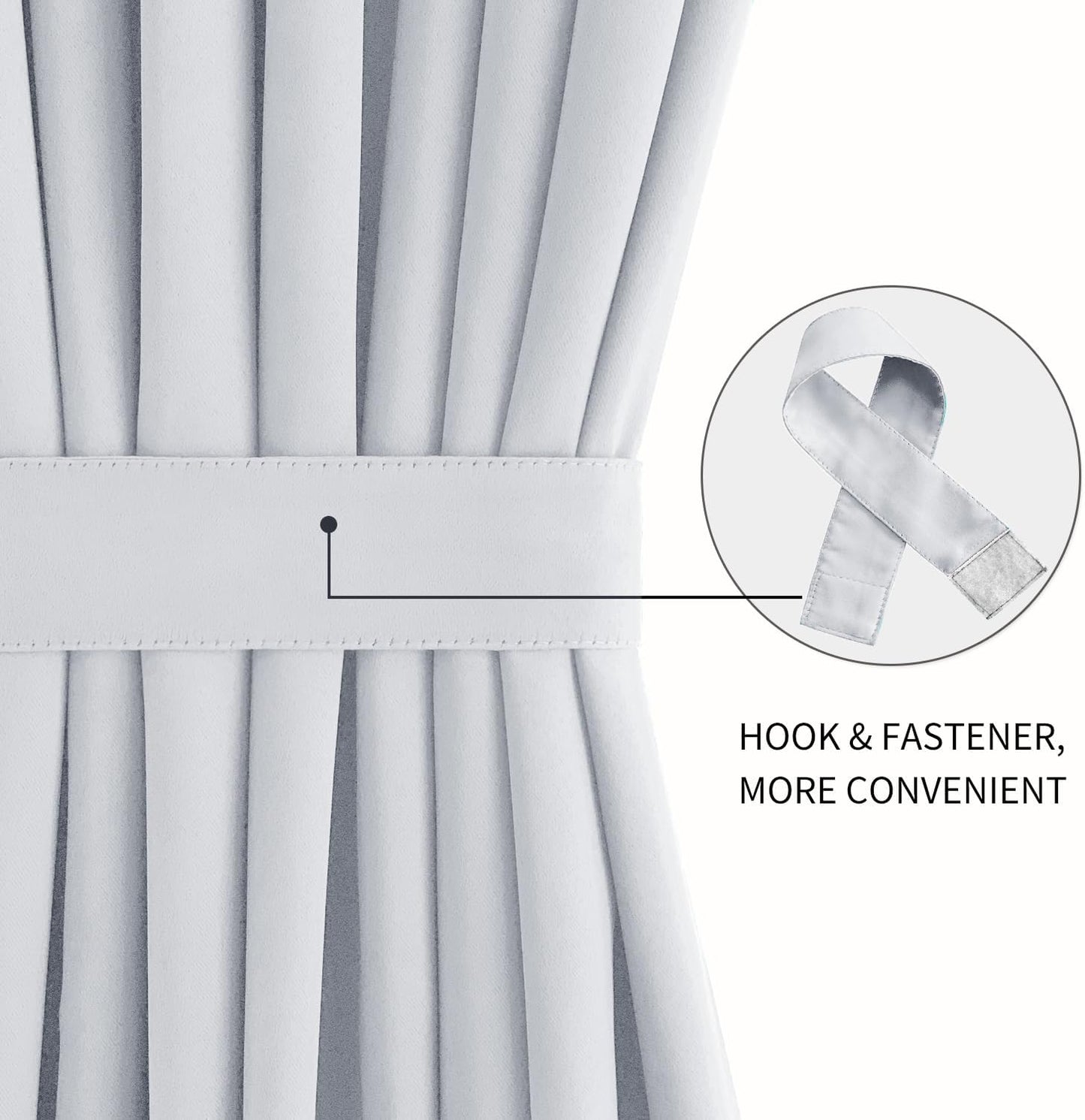DWCN French Door Curtains – Rod Pocket Thermal Curtain for Doors with Glass Window, Kitchen and Patio Doors for Privacy, 36 X 80 Inches Long, 1 Curtain Panel with Tieback, Greyish White